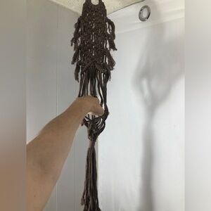Brown Woven Macrame Plant Hanger. NEW.